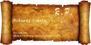 Rohony Paula névjegykártya